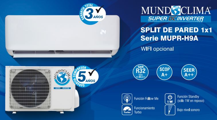 AIRE ACONDICIONADO SPLIT PARED 1X1 MUNDOCLIMA